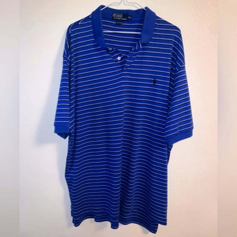 Blue Stripe Polo By Ralph Lauren Size XXL